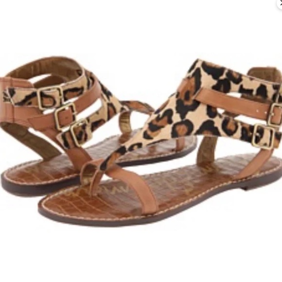Sam Eldelman Nude Leopard Grenna Gladiator Flat Sandal Size 8 - Picture 17 of 17